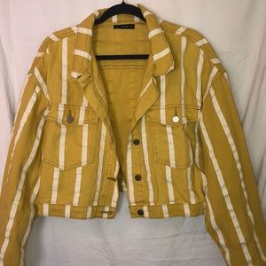 Yellow and White Striped Jean Jacket